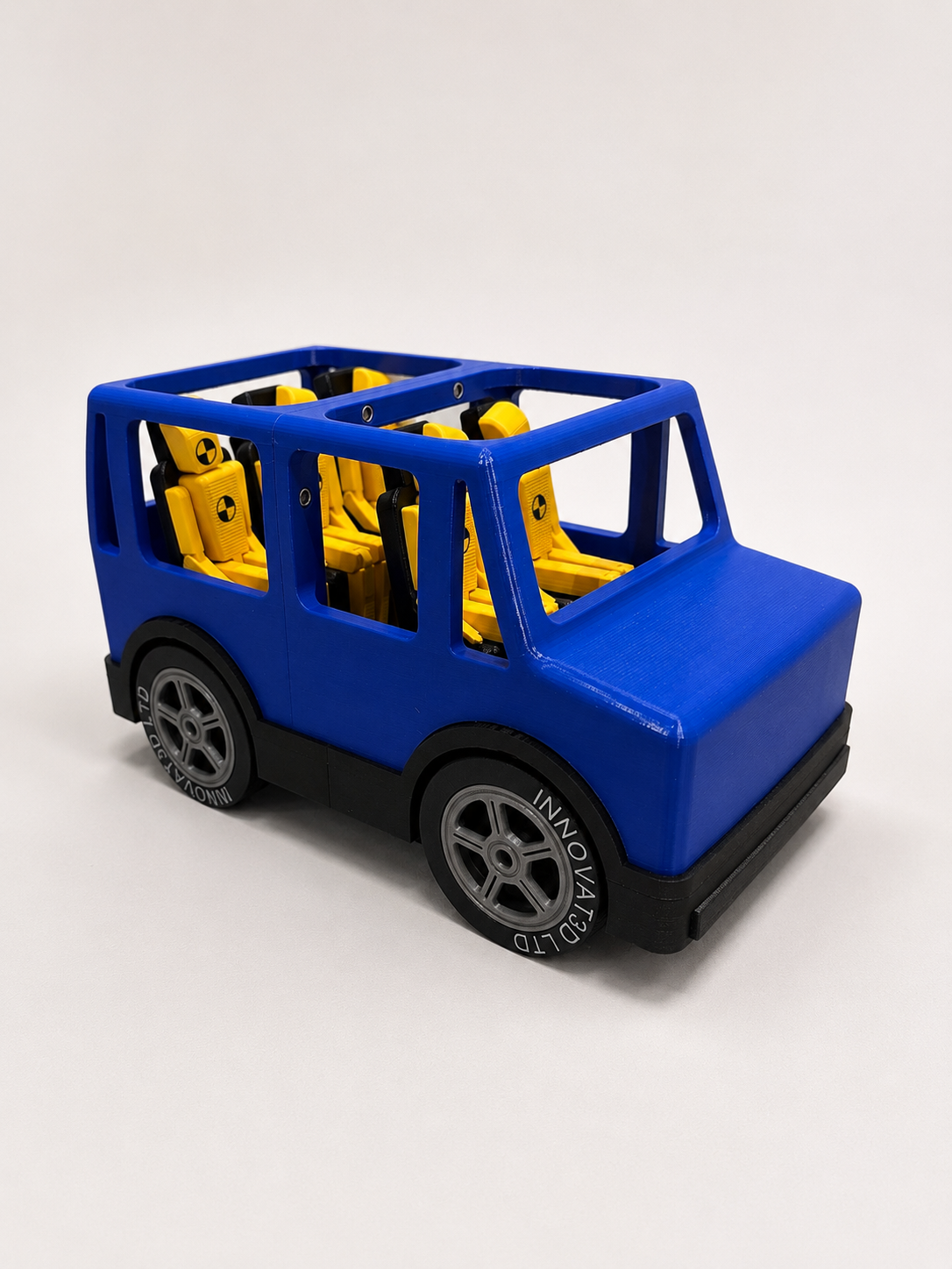 Innovat3D Seatbelt Use Demonstration Car — complete demonstration vehicle, front three-quarter view